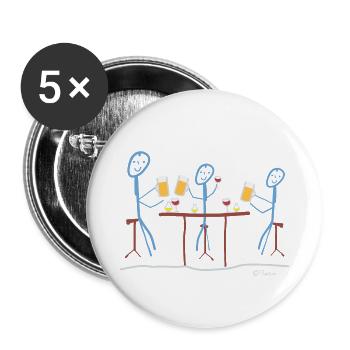 Zusammen trinken Strichmännchen, Wein Bier spass - Buttons klein 25 mm (5er Pack) - Weiß - Vorne