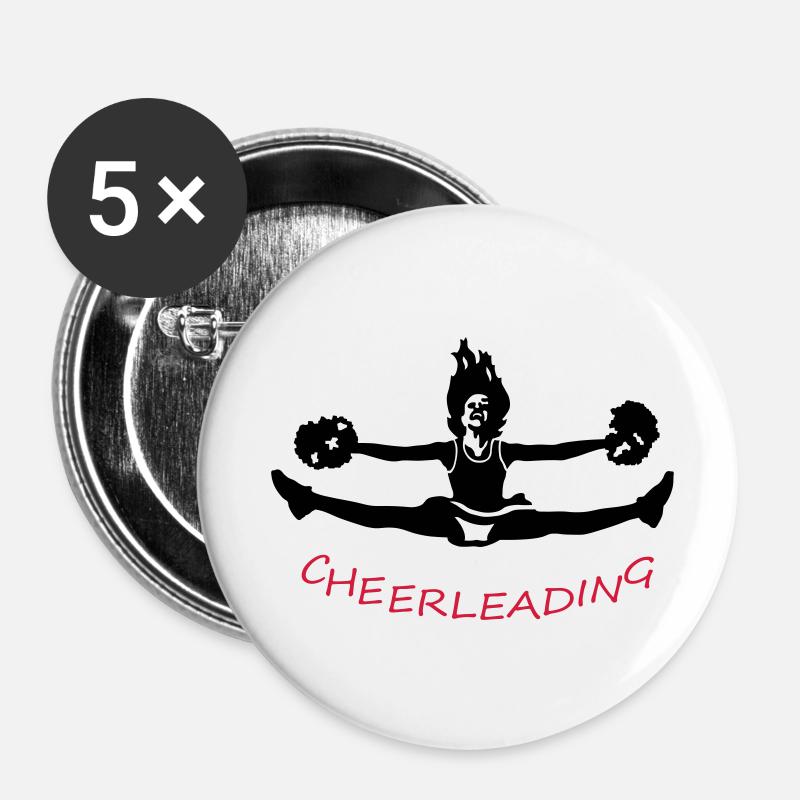cheerleading - Lot de 5 petits badges (25 mm) - blanc