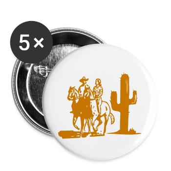 Western Cowboy Kaktus Landschaft Motiv - Buttons klein 25 mm (5er Pack) - Weiß - Vorne