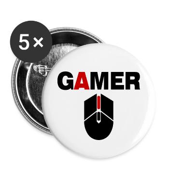 Gamer Maus PC Gaming - Buttons klein 25 mm (5er Pack) - Weiß - Vorne
