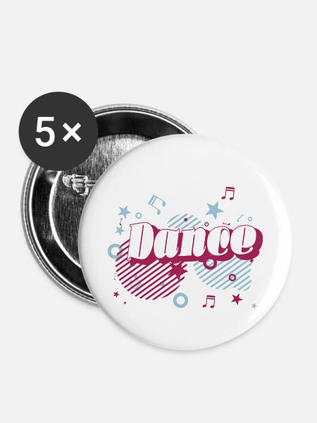 dance crazy - Buttons klein 25 mm (5er Pack) - Weiß