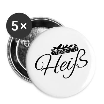 vorsicht_heiss_se1 - Buttons klein 25 mm (5er Pack) - Weiß - Vorne