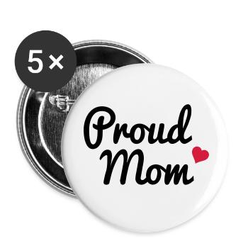 Proud Mom - Buttons klein 25 mm (5er Pack) - Weiß - Vorne