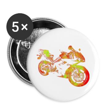 Silhouette de moto - Lot de 5 petits badges (25 mm) - blanc - Devant