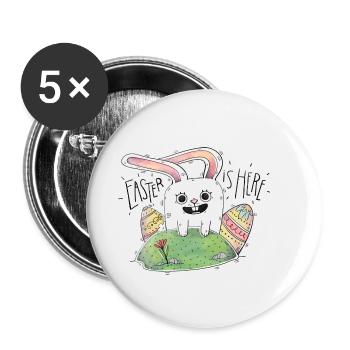 Pâques est là! Joli cadeau cool pour les enfants - Lot de 5 petits badges (25 mm) - blanc - Devant