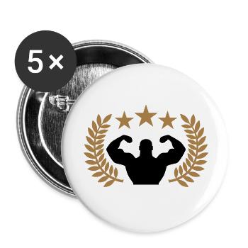 Training Champion - Buttons klein 25 mm (5er Pack) - Weiß - Vorne