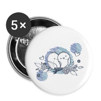 Hochzeit Brautpaar Geschenk Just Married Liebe - Buttons klein 25 mm (5er Pack) - Weiß - Vorne