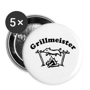 grillmeister_mit_schrift - Buttons klein 25 mm (5er Pack) - Weiß - Vorne