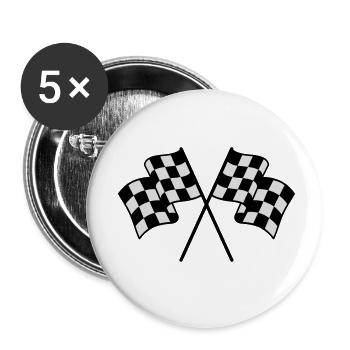 Checkered Flags 2 color - Buttons small 1''/25 mm (5-pack) - white - Front