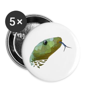 Snake Geometric Low Poly - Buttons small 1''/25 mm (5-pack) - white - Front