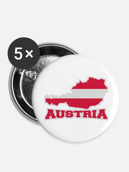 Austria Logo - Buttons klein 25 mm (5er Pack) - Weiß
