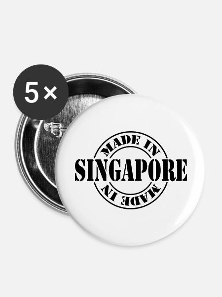 made in singapore m1k2 - Buttons klein 25 mm (5er Pack) - Weiß