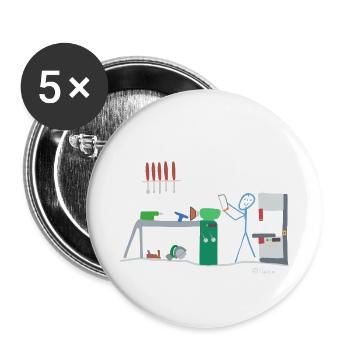 Drechsel stick figure, wood carpenter work - Buttons small 1''/25 mm (5-pack) - white - Front