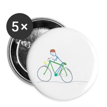 Road bike stickman, environmental protection sustainable - Buttons small 1''/25 mm (5-pack) - white - Front