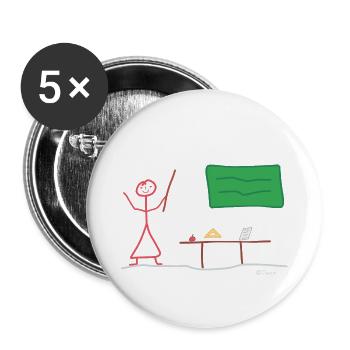 Teacher stick figure, teaching education profession - Buttons small 1''/25 mm (5-pack) - white - Front
