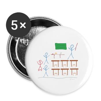 Stick Figure Class, School High School - Buttons small 1''/25 mm (5-pack) - white - Front