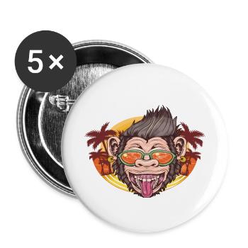 Cooler Affe Strand Geschenk - Buttons klein 25 mm (5er Pack) - Weiß - Vorne