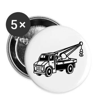 Auto Spielzeug Laster Kran abschleppen autokran La - Buttons klein 25 mm (5er Pack) - Weiß - Vorne