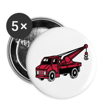 Auto Spielzeug Laster Kran abschleppen autokran La - Buttons klein 25 mm (5er Pack) - Weiß - Vorne