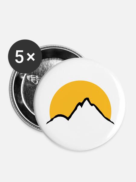 Schöne Berge Sonne - Buttons klein 25 mm (5er Pack) - Weiß