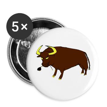 Taureau Basque - Lot de 5 petits badges (25 mm) - blanc - Devant