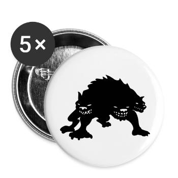 dessin Cerbere chien à trois têtes des enfers - Lot de 5 petits badges (25 mm) - blanc - Devant