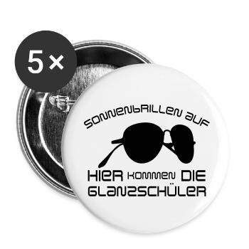 Sonnenbrillen auf, hier kommen die Glanzschüler - Buttons klein 25 mm (5er Pack) - Weiß - Vorne