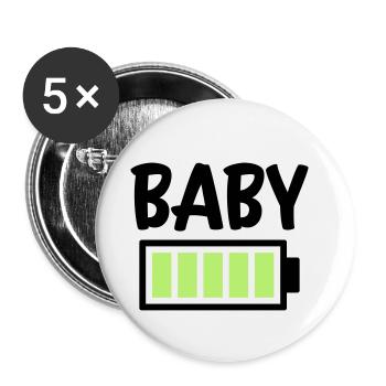 Batterie de bébé pleine - Lot de 5 petits badges (25 mm) - blanc - Devant