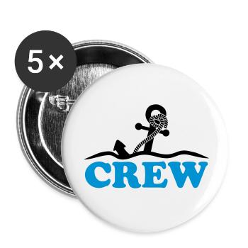 Ancre sous l'eau vagues conception d'équipage - Lot de 5 petits badges (25 mm) - blanc - Devant