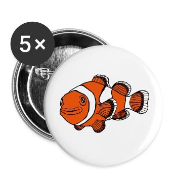 Poisson clown - Lot de 5 petits badges (25 mm) - blanc - Devant