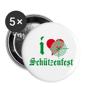 i love Schützenfest - Buttons klein 25 mm (5er Pack) - Weiß - Vorne