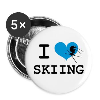 I Love Skiing - Buttons klein 25 mm (5er Pack) - Weiß - Vorne