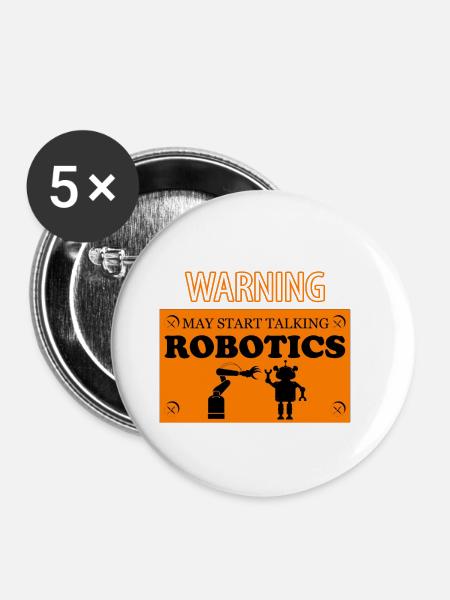 Roboter - Buttons klein 25 mm (5er Pack) - Weiß