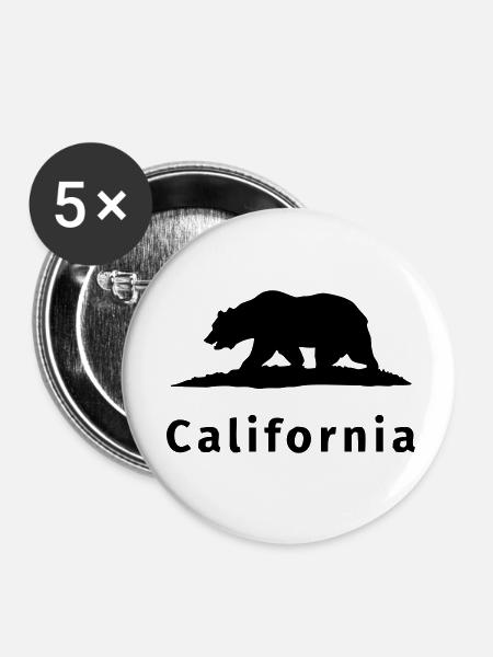 California - Buttons klein 25 mm (5er Pack) - Weiß