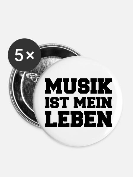 musik_ist_mein_leben - Buttons klein 25 mm (5er Pack) - Weiß