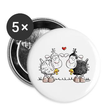 Sheep in love - Buttons small 1''/25 mm (5-pack) - white - Front