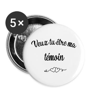 veux tu être ma témoin - Lot de 5 petits badges (25 mm) - blanc - Devant