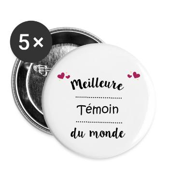 Meilleure témoin du monde - Lot de 5 petits badges (25 mm) - blanc - Devant