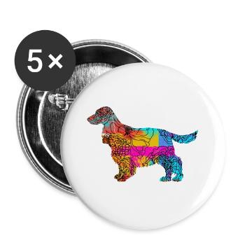Cocker Spaniel Flowers - Lot de 5 petits badges (25 mm) - blanc - Devant