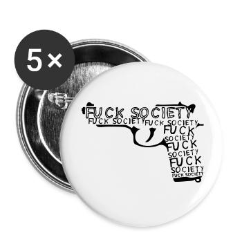 fuck society gun revolver gun - Buttons small 1''/25 mm (5-pack) - white - Front