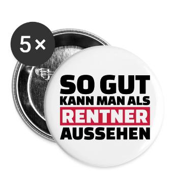 Rentner - Buttons klein 25 mm (5er Pack) - Weiß - Vorne