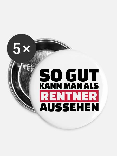 Rentner - Buttons klein 25 mm (5er Pack) - Weiß