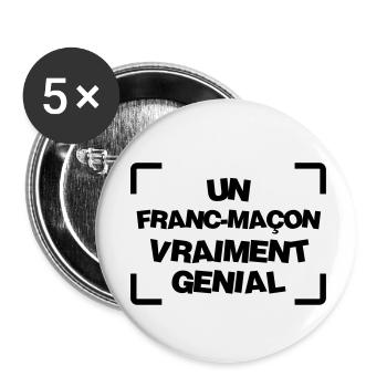 Franc-Maçonnerie / Franc Maçonnerie / Franc Maçon - Lot de 5 petits badges (25 mm) - blanc - Devant