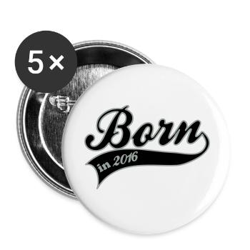 born in 2016 - Lot de 5 petits badges (25 mm) - blanc - Devant