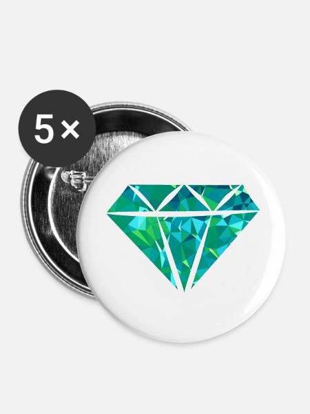Diamond (Low Poly) - Buttons klein 25 mm (5er Pack) - Weiß