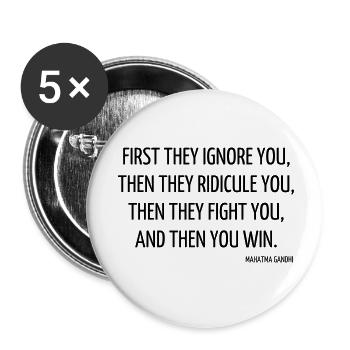 Citation / Philosophie / Pensée / Bonheur / Joie - Lot de 5 petits badges (25 mm) - blanc - Devant