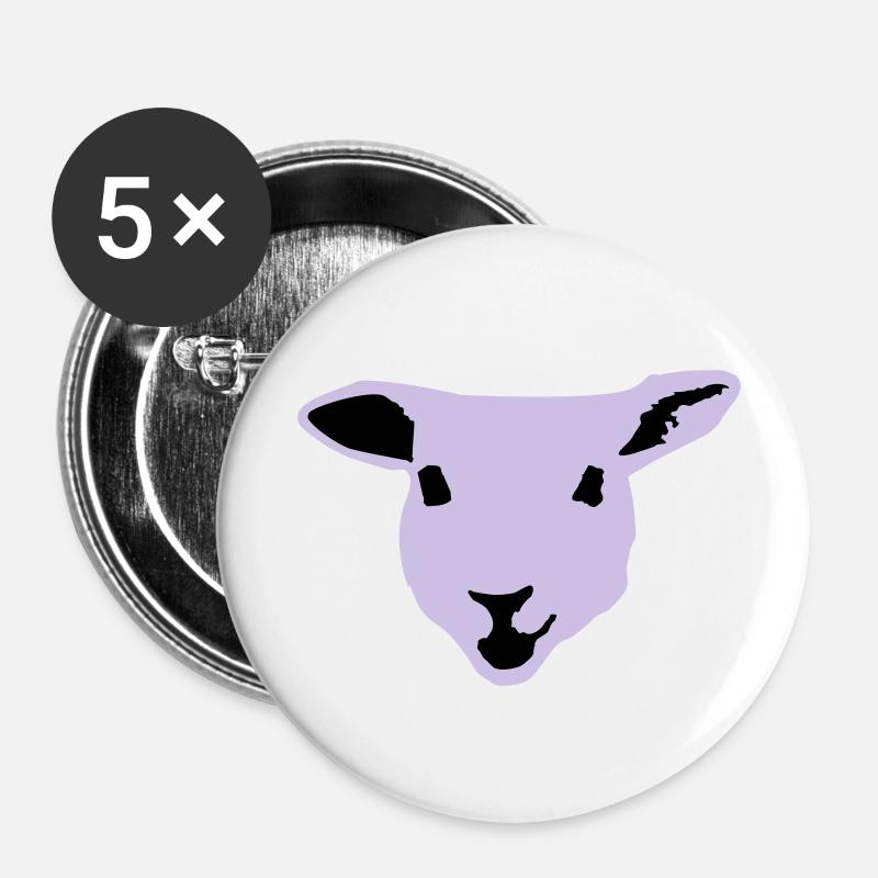 sheep, lamb - Lot de 5 petits badges (25 mm) - blanc