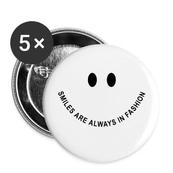 Smile-Face: Smiles are always in fashion! - Buttons klein 25 mm (5er Pack) - Weiß - Vorne