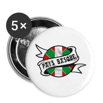 Pays Basque - Lot de 5 petits badges (25 mm) - blanc - Devant