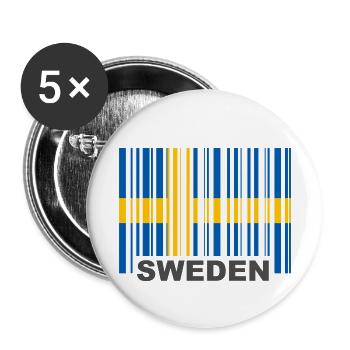 Schweden Flagge Barcode GTIN EAN UPC Code EU - Buttons klein 25 mm (5er Pack) - Weiß - Vorne